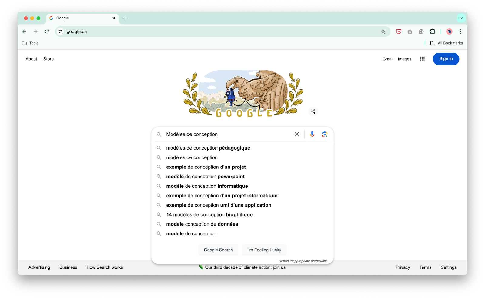 google search results canada modèles de conception