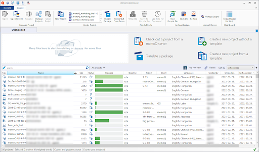 MemoQ Translator Pro Dashboard